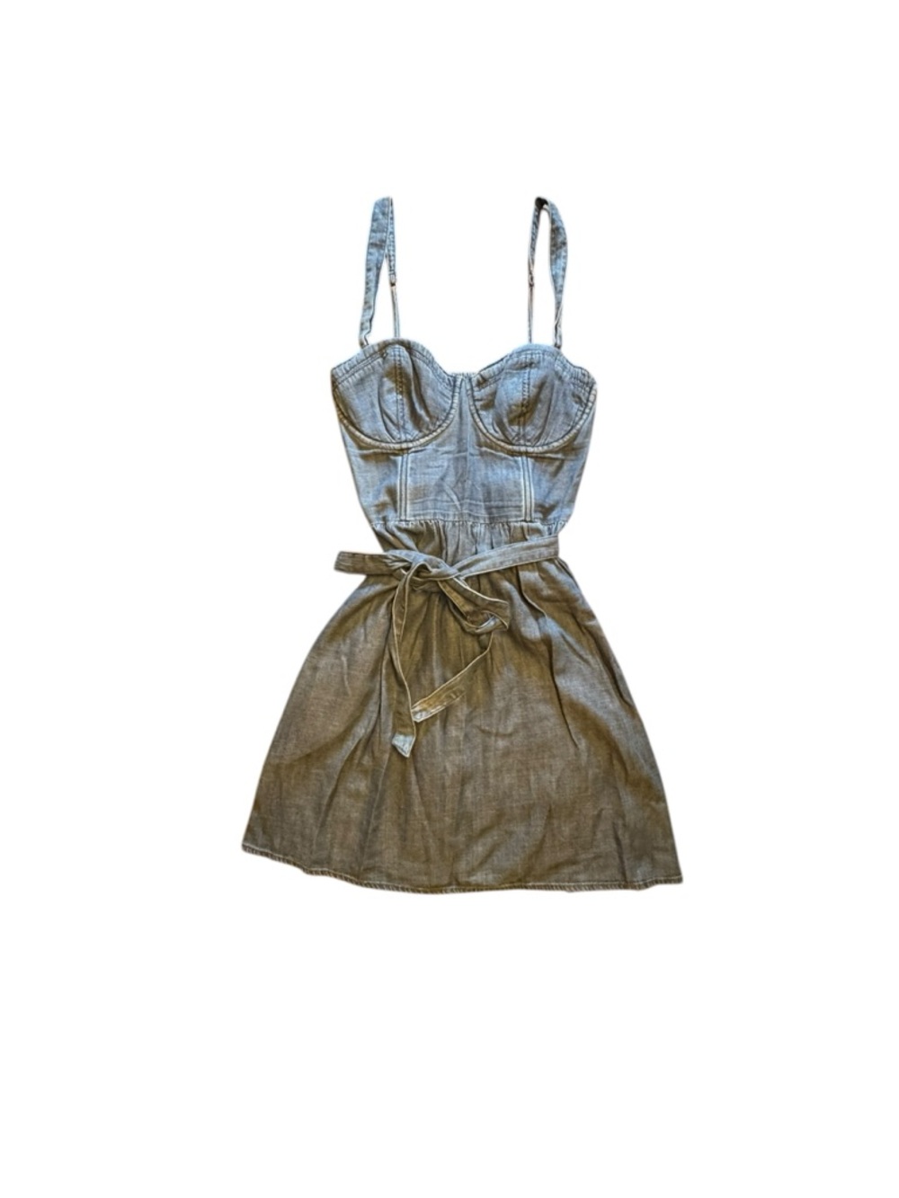Abercrombie & Fitch Denim Belted Corset Jean Dress in Chambray - Picture 4 of 10